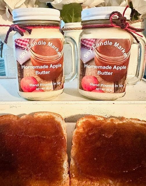 Soy Scented Candles | Handmade & Highly Aromatic Candles Burns Upto 85 Hours in Glass Jar - Perfect for Home Decor, Wedding, Birthday, Dinner (Apple Butter, 12 oz)