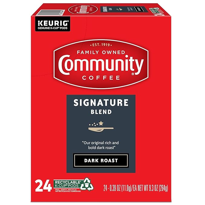 Community Coffee Signature Blend 24 Count Coffee Pods, Dark Roast, Compatible with Keurig 2.0 K-Cup Brewers, 24 Count (Pack of 1)