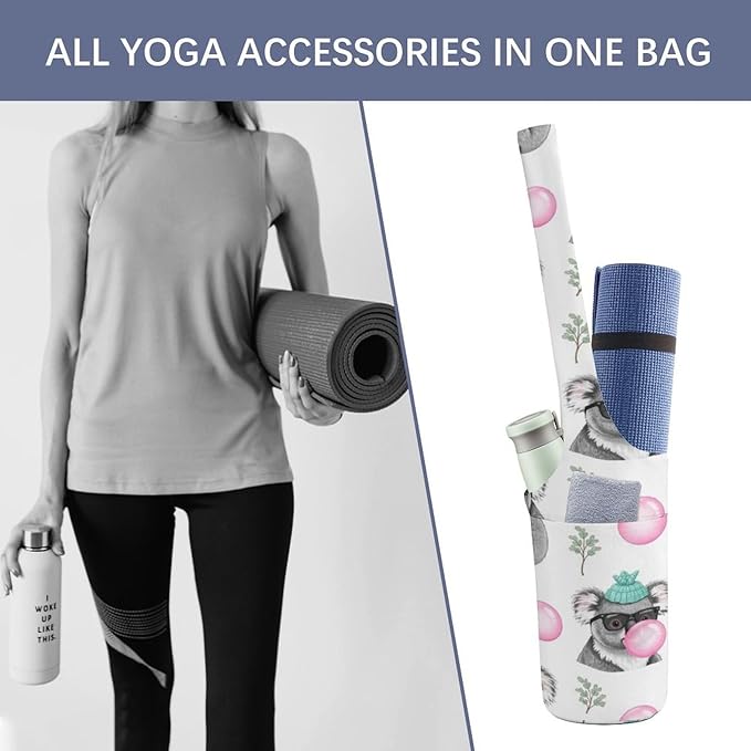 Aiyoolee Portable Yoga Mat Carrier Single Shoulder Bag with Pocket Spacious for Yoga Gym Fitness Travel