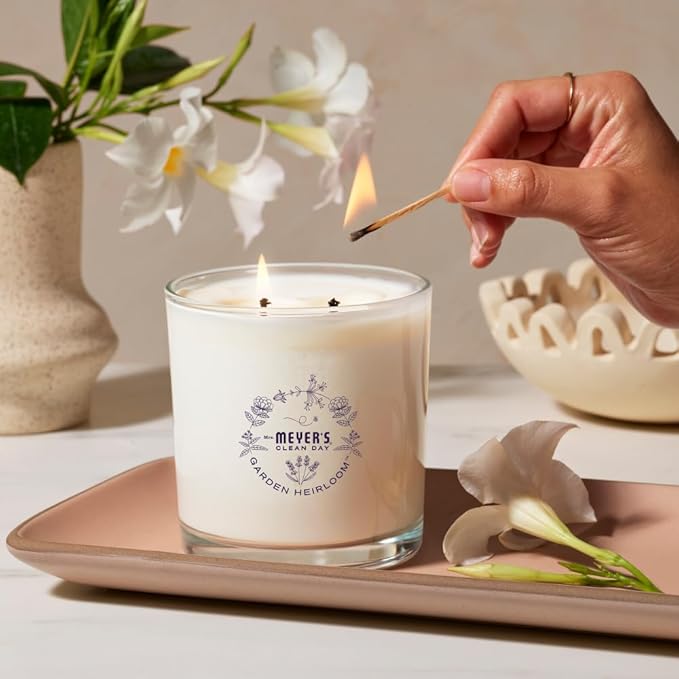 MRS. MEYER'S Clean Day Garden Heirloom Scented Soy Candle, Large, Moonflower Scent, 14 Ounce Candle