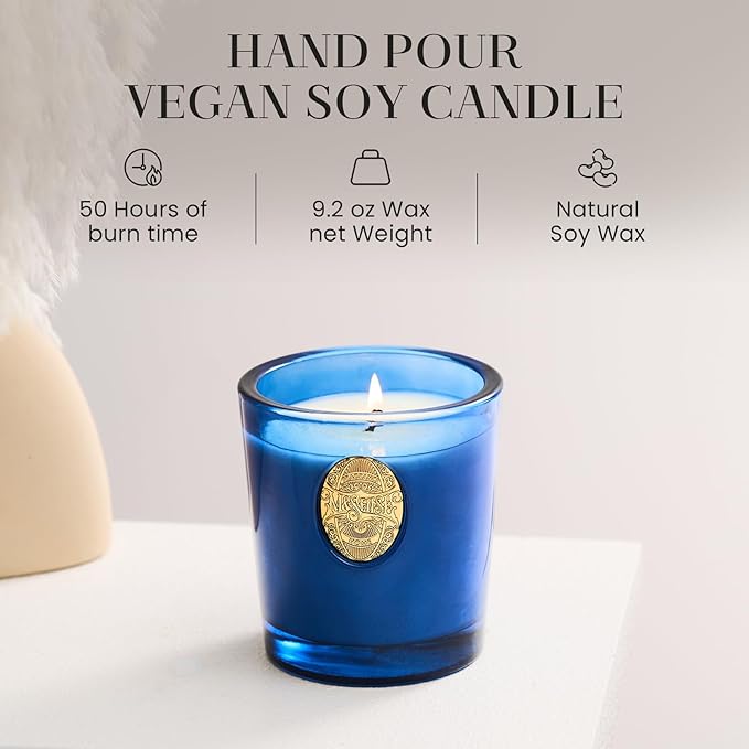M&SENSE Natural Summer Soy Candle | Ocean Dream & Blule | 9.2 oz, 50H Burn Time | Luxury Scented Candle for Relaxation, Gifting, Home Décor | Ideal for Bedroom, Office, Party Ambiance