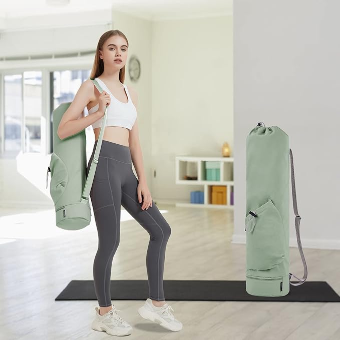 sportsnew Yoga Mat Bag with Water Bottle Pocket and Bottom Wet Pocket, Exercise Yoga Mat Carrier Multi-Functional Storage Bag, Patent pending