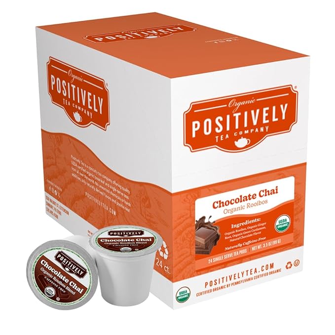 Organic Positively Tea Company, Chocolate Chai Rooibos Tea, K-Cup Compatible, 24 Pods