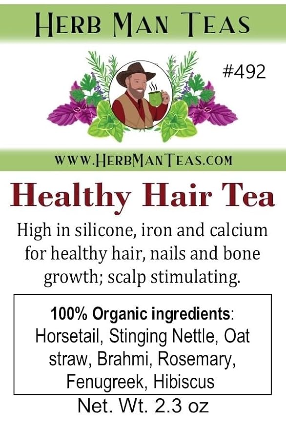 HEALTHY HAIR TEA — An Organic mineral-rich Herbal Blend to build Strong, Healthy Hair and avoid hair thining Formulated by Master Herbalist Khabir - Non-GMO, No Additives