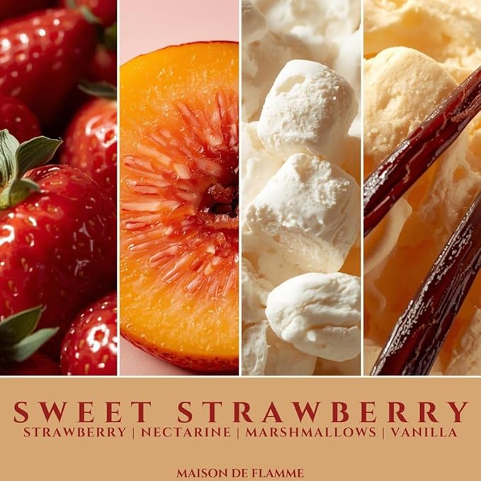 Sweet Strawberry Dessert Candle – Novelty Scented Candle, Strawberry Ice Cream Design, Strawberry & Marshmallow Scent, 220g / 7.76oz, Festive Christmas Candle with Premium Gift Box