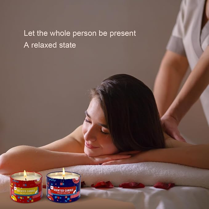 4 Pack Home Scented Candles - Strong Lavender, Apple, Red Cherries & Daisy Candle, 4.4 Oz, 100% Soy, Non-Toxic, Small Candle Set for Aromatherapy & Gifts