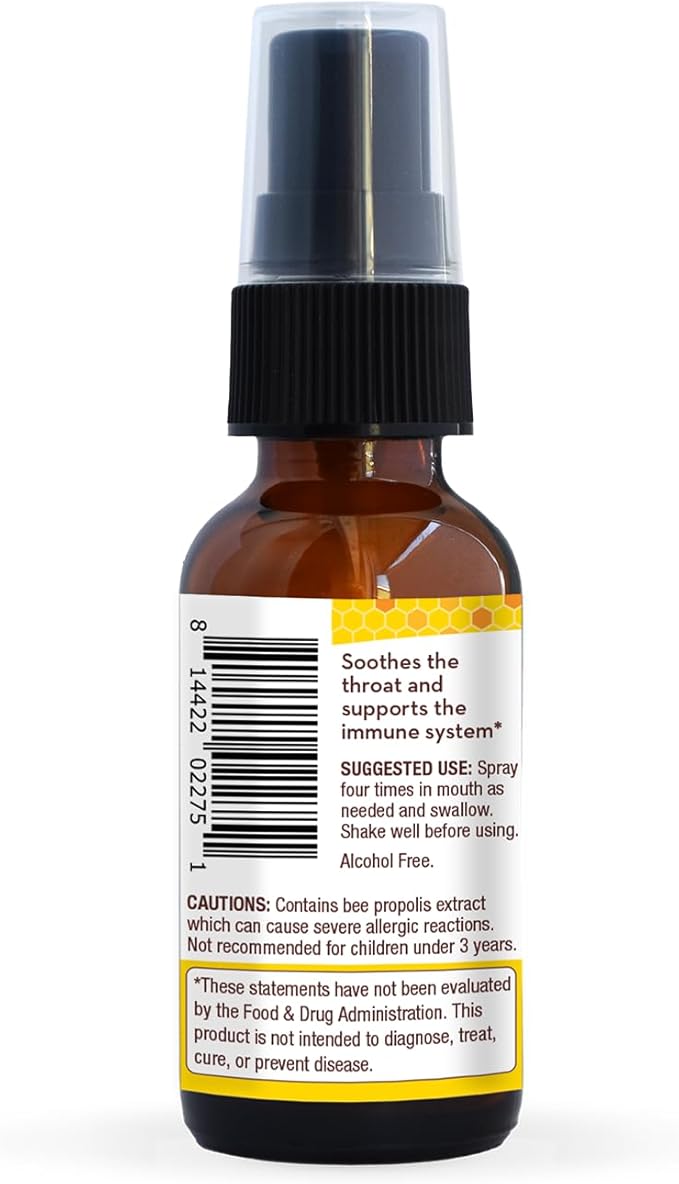 Wedderspoon Propolis and Manuka Honey Throat Spray, Lemon & Ginger, 1 Fl Oz (Pack of 1), Sore Throat Relief, Natural Immune Support