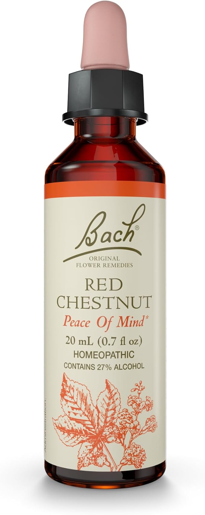 Bach Original Flower Remedies, Red Chestnut - Peace of Mind - Natural Homeopathic Flower Essence for Emotional Balance - Vegan, Gluten Free, Sugar Free - 20mL Dropper
