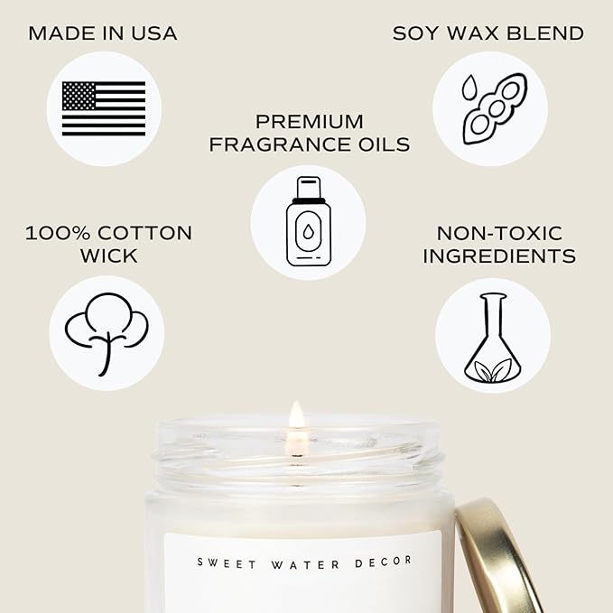 Sweet Water Decor Christmas Candle | Cinnamon, Trees, Orange, and Clove Scents | Christmas Candles and Decor for Home | 9oz. Clear Jar Soy Candle, Made in The USA