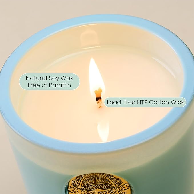 M&SENSE Natural Soy Candle| Basil Wild Mint Green | 10.2 oz, 55H Burn | Luxury Scented Candle for Relaxation, Gifting, Home Décor | for Bedroom, Office, Party