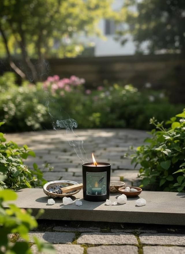 Wick & Whisper - Zephoria Ritual Candle — Eucalyptus & Sea Salt Aromatherapy Soy Candle for Energy Healing, Spiritual Cleansing, Morning Resets | 10 oz Matte Black Jar