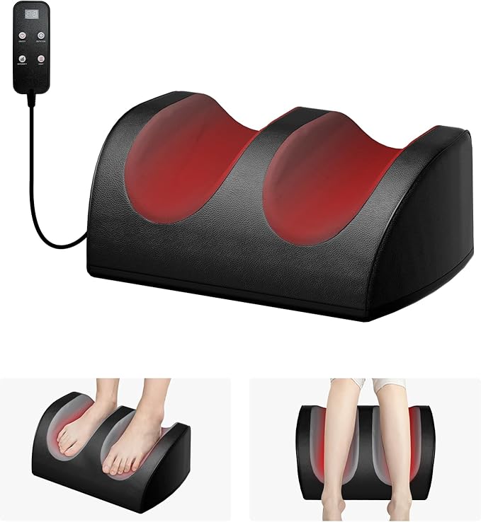 Foot Massager with Heat and Foot Massage, Electric Foot Massager with Cord Remote Control, Birthday Gifts for Mom and Dad (Black - Corded Electric)