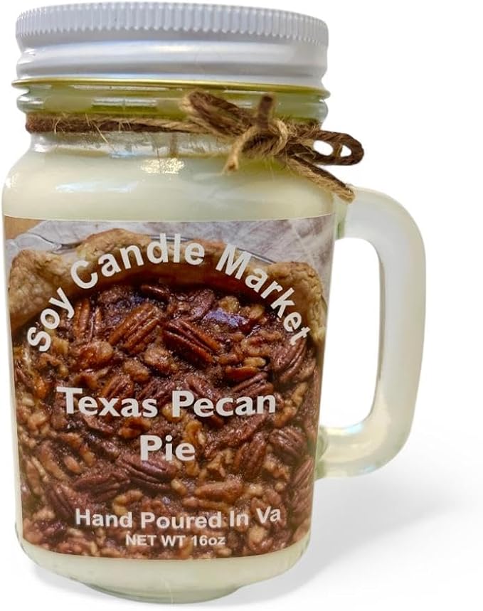 Soy Scented Candles | Handmade & Highly Aromatic Candles Burns Upto 85 Hours in Glass Jar - Perfect for Home Decor, Wedding, Birthday, Dinner (Texas Pecan Pie, 12 oz)