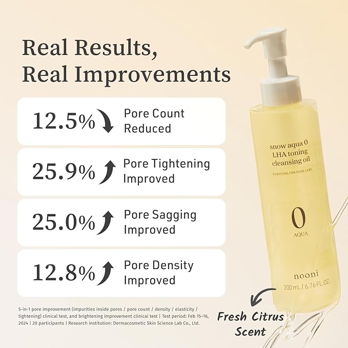NOONI Korean Cleansing Oil - Snow Aqua 0 LHA Toning Cleansing Oil *2ea | Makeup Blackhead Remover, Pore Control, Glass Skin, Help Control Sebum, Revitalizing, Preppy Stuff, 6.76 Fl Oz x 2