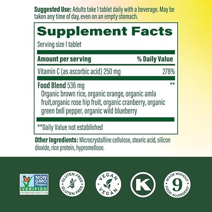 MegaFood Complex C - Vegan Vitamin C Immune Support Supplement, Vitamin C Supplement Made with Real Food Including Orange, Cranberry & Brown Rice, Gluten-Free - 90 Tablets, 90 Servings