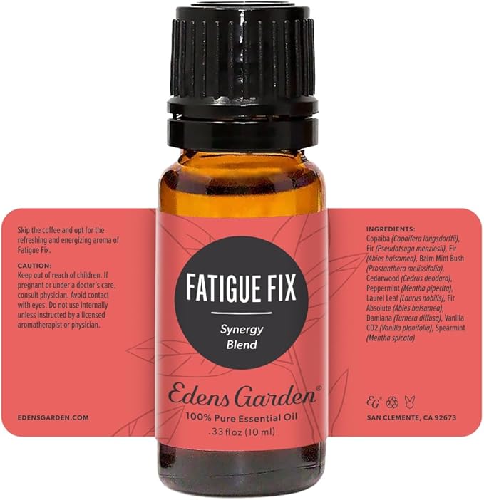Edens Garden Fatigue Fix Essential Oil Blend- 100% Pure Premium Grade, Undiluted, Natural, Therapeutic, Aromatherapy, The Best for Diffusing, Face, Humidifiers, Skin 10 ml (.33 fl oz)