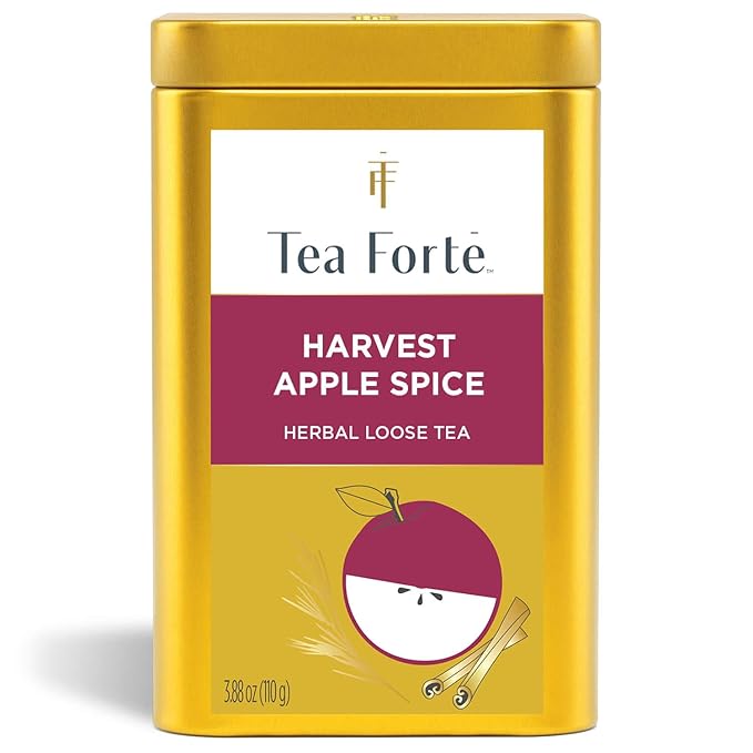 Tea Forte Harvest Apple Spice Premium Loose Leaf Caffeine-Free Herbal Tea Blend Canister, Makes 35-50 Cups