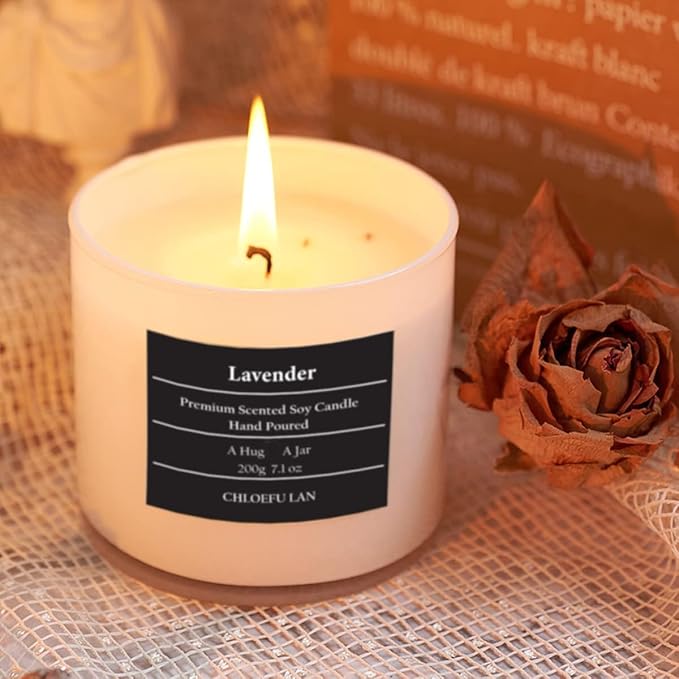 Chloefu LAN Lavender and Vanilla Candle,Highly Scented, Soy Candles for Home Scented, Home Decorative, 7.1oz|45 Hour Burning, Valentines Day Candles Gifts for Women Without Lid 2 Pack