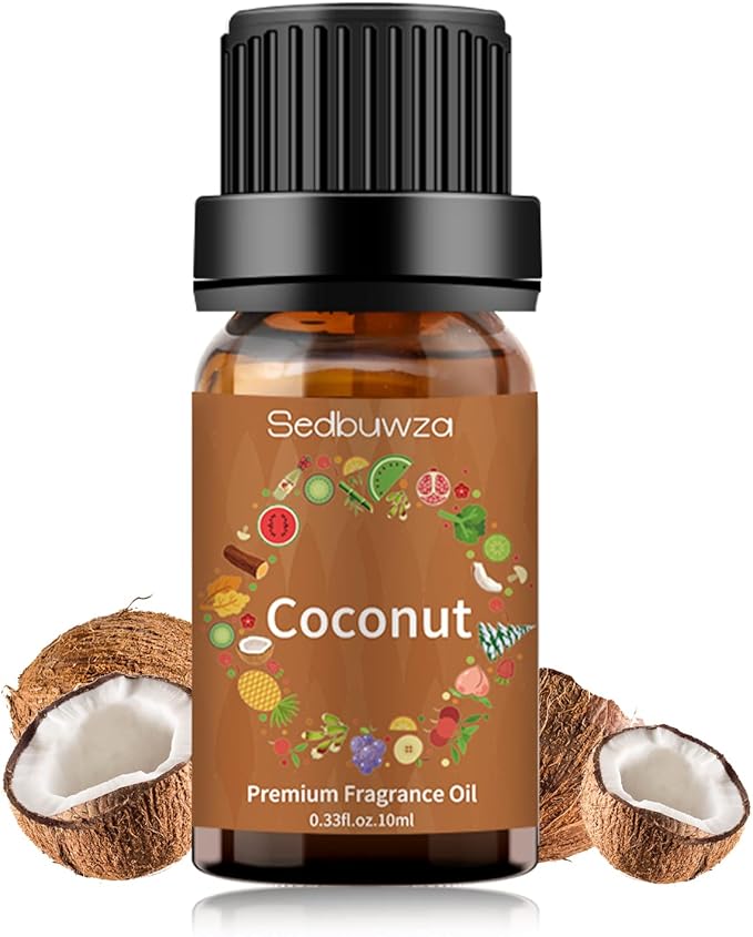 Sedbuwza Coconut Essential Oil, Pure Organic Coconut Fragrance Oil for Diffuser, Humidifier, Soap, Candle, Perfume