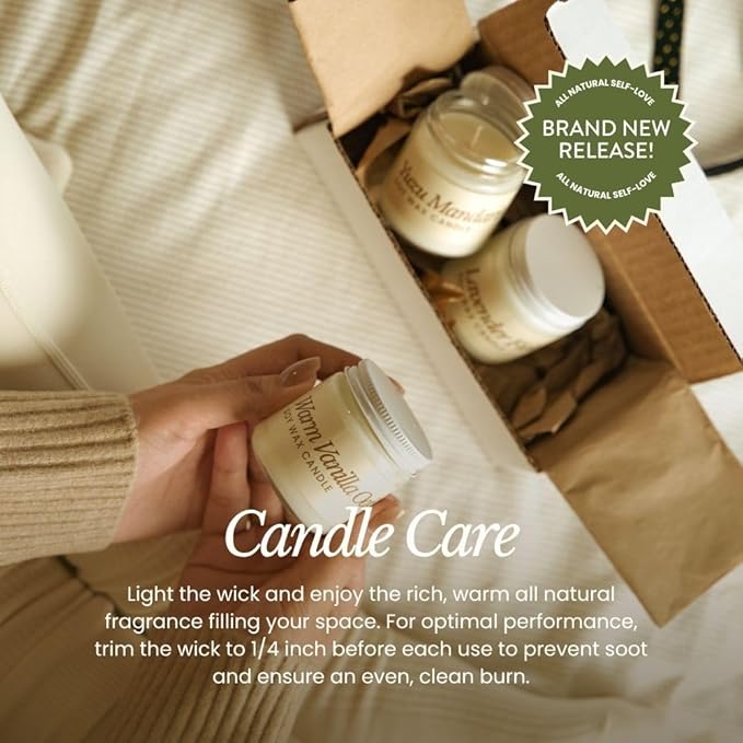Bare Botanics Soy Candle Gift Set 3 pcs - 100% Plant-Based Fragrance Oils - Premium, Non-Toxic Candle - Softly Scented Natural Soy Wax - Handpoured in WI - Discovery Candle Set and Ready to Gift