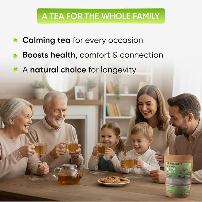 Yerba Mate Tea - Green Cut & Sifted - Unsmoked Energy Boost - 100 Tea Bags - Packed with Nutrients - Your Perfect Coffee Replacement
