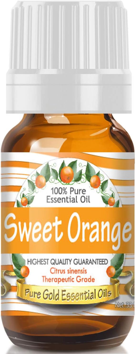 Pure Gold Essential Oils - Orange (Sweet) Essential Oil - 0.33 Fluid Ounces