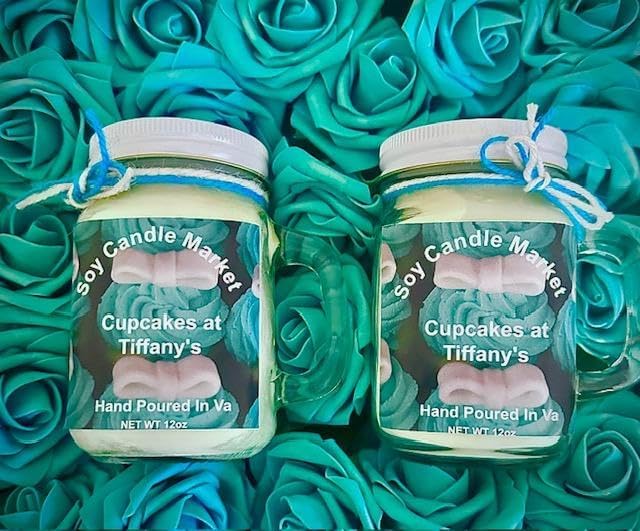 Soy Scented Candles | Handmade & Highly Aromatic Candles Burns Upto 85 Hours in Glass Jar - Perfect for Home Decor, Wedding, Birthday, Dinner (Cupcakes at Tiffanys, 16 oz)