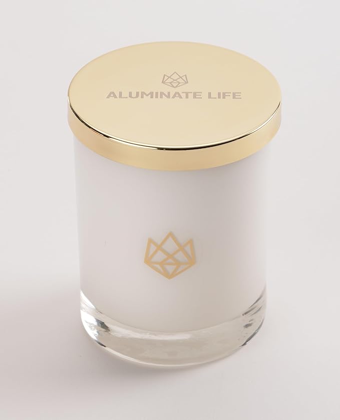 Luxury Glass Jar Seasonal Candle, 14 OZ, Spark - Red Aventurine Crystal Infused - Holiday Scents of Orange Peel, Smoky Undertones, & White Cedar - Coconut Wax, Essential Oils