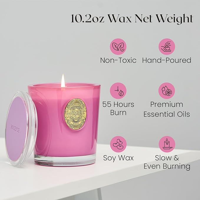 M&SENSE Natural Soy Candle| Lavender Chamomile Purple | 10.2 oz, 55H Burn | Luxury Scented Candle for Relaxation, Gifting, Home Décor |for Bedroom, Office, Party