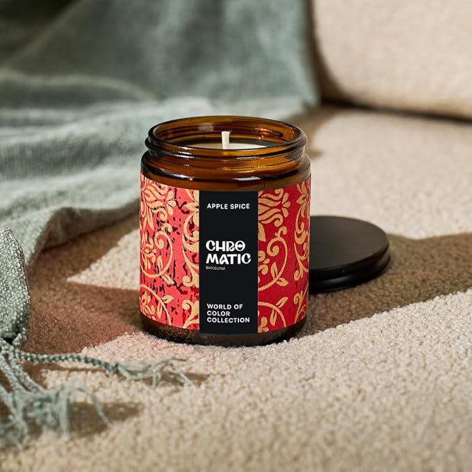 Apple Spice Scented Candle for Women, 9oz Candle for Home Scented with Apple Spice, 9 oz Coconut Soy Wax Candle with 50 Hour Burn Time, Hand Painted Labels.