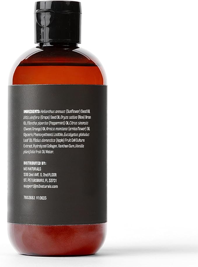 Arnica Sore Muscle Massage Oil for Massage Therapy - with Collagen Stem Cells Arnica and Menthol - Multipurpose Instant Absorption Full Body Massage Oil by M3 Naturals (Pack of 2)