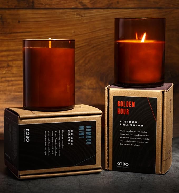 KOBO Renaissance Man Scented Candle (15 oz) | 100% Pure Soy Wax Candles | Jar Candle Hand-Poured in USA | All Natural, Long Lasting 100 Hour Burning Candles | Scented Candles for Home