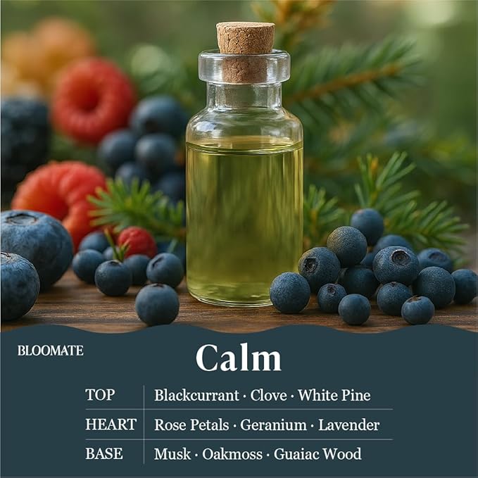 Bloomate Calm Candle – Handcrafted 3.5 oz Soy & Coconut Wax | Blackcurrant, Lavender & Oakmoss | Plant-Based & Clean-Burning
