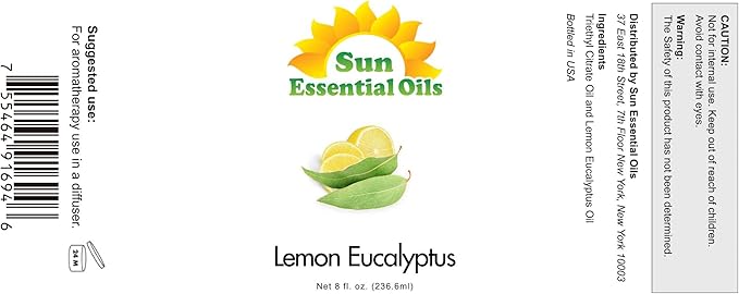 Sun Essential Oils 8 oz Lemon Eucalyptus Essential Oil – Aromatherapy Oil