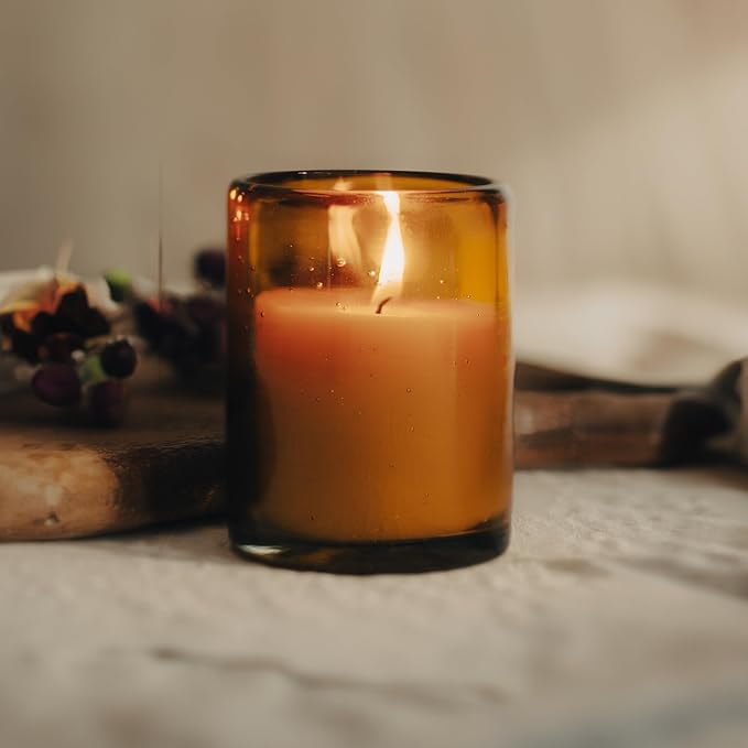Bluecorn Beeswax Large 3-Wick Candle, 100% Pure Beeswax & Lavender Essential Oil, Amber Glass, Soy Free, Clean Burning Candle Wax, Long Lasting, Home Decor, American Made, 8 Oz, 1 Count