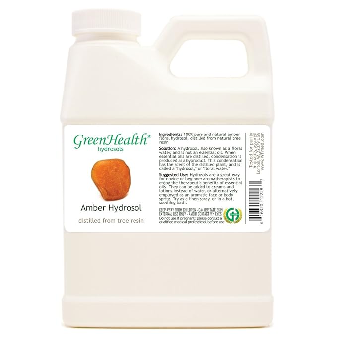 Amber Hydrosol (Floral Water) - 16 fl oz Plastic Jug w/Cap - 100% Pure (NOT Oil)