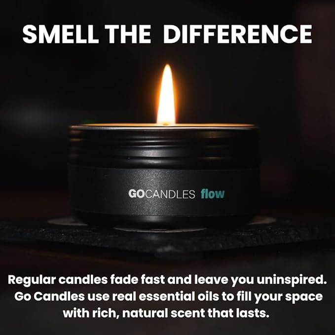 Go Candles - Scented Premium Candle Set, 100% Natural Non Toxic, 3 Pack Aromatherapy Gift for Men & Women, Travel Luxury Scents Home Bedroom Desk Man Cave, Clean Coconut Soy Wax with Essential Oils
