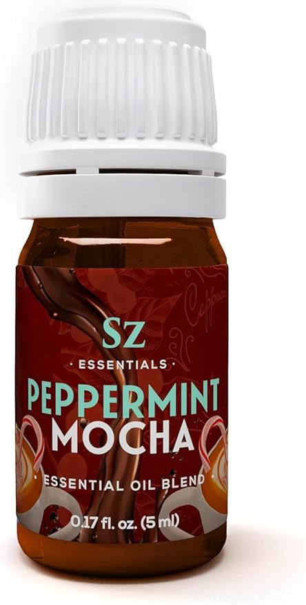 Peppermint Mocha Premium Essential Oil for Diffuser 100% Pure Essential Undiluted Oil - Extracted from Peppermint, Coffee, Cocoa with Vanilla Overtones - Plant Based - 0.17 Fl Oz (5ml)