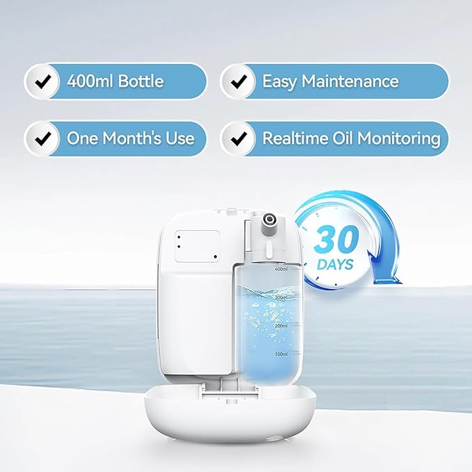 Upgraded Scent Air Machine for Home Cover Up to 2000 sq.ft, Hotel and Commercial Use 400ML Diffuser with 100ML White Tea Harmony Essential Oil, Waterless Cold Air Diffuser for Home, Office