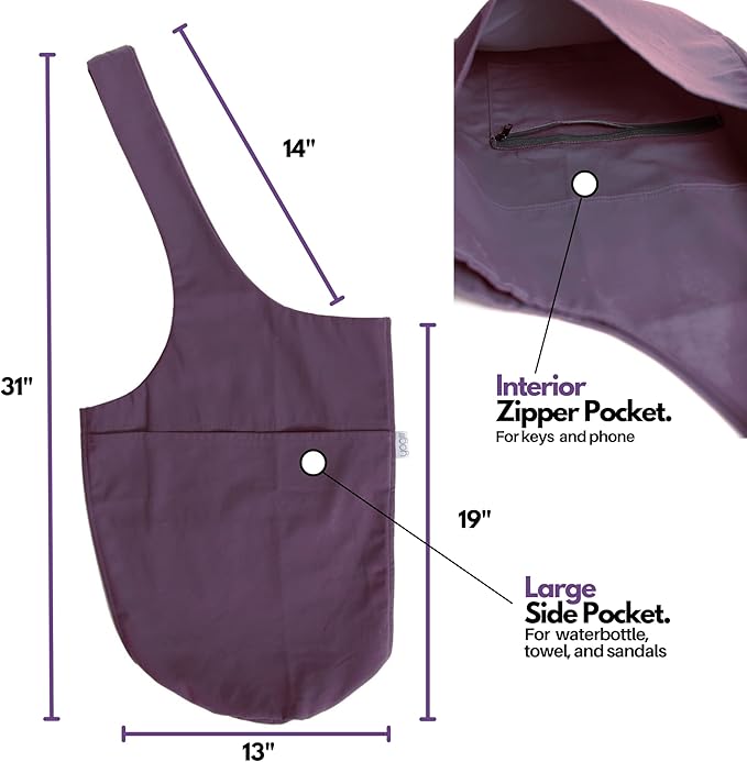 Yogiii Yoga Mat Bag | The ORIGINAL YogiiiTote Yoga Bag | Sling Mat Tote w/Large Side Pocket & Zipper Pocket | Yoga Mat Carrier Fits Most Size Mats