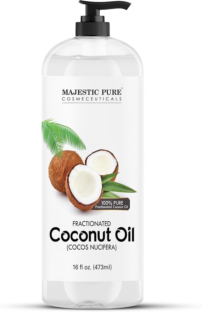 Majestic Pure Fractionated Coconut Oil - Relaxing Massage Oil, Liquid Carrier Oil for Diluting Essential Oils - Skin, Lip, Body & Hair Oil Moisturizer & Softener - 16 fl oz