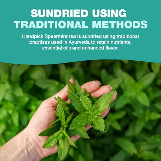 HANDPICK, Spearmint Tea Bags (100 Herbal Tea Bags) |Refreshing Mint Tea | Non-GMO | Round Eco-Conscious Teabags