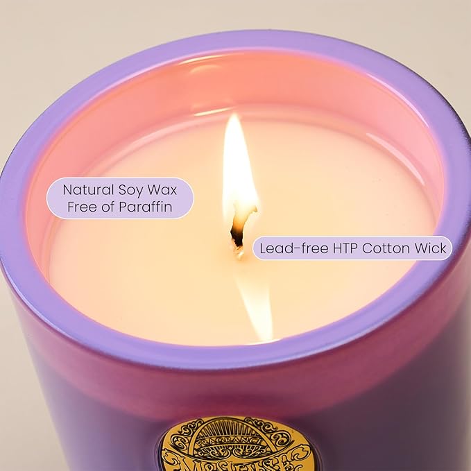 M&SENSE Natural Soy Candle| Lilac Blossom Purple | 10.2 oz, 55H Burn | Luxury Scented Candle for Relaxation, Gifting, Home Décor | for Bedroom, Office, Party