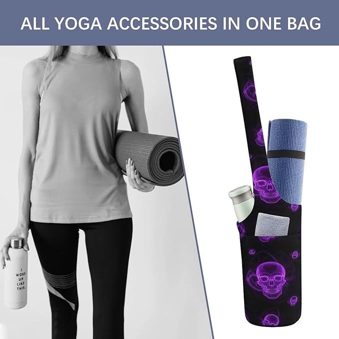 Aiyoolee Yoga Mat Bags, Large Tote Yoga Mat Carrier Holder with Water Bottle Pocket, Adjustable Shoulder Strap Storage Bag