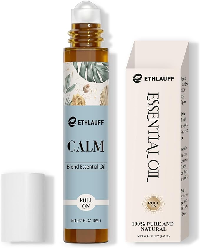 Calm Essential Oil Roll On, Aromatherapy Roll On Oil Blends for Stress Relief, Massage, Self Care Relaxation Gift