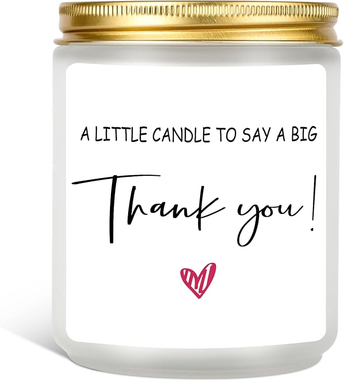Thank You Gifts Hostess Gifts Appreciation Gifts for Friends Teacher Principal Bus Driver Nurse Doctor Neighbor Coworker - Lavender Scent Thank You Candle - 7 oz