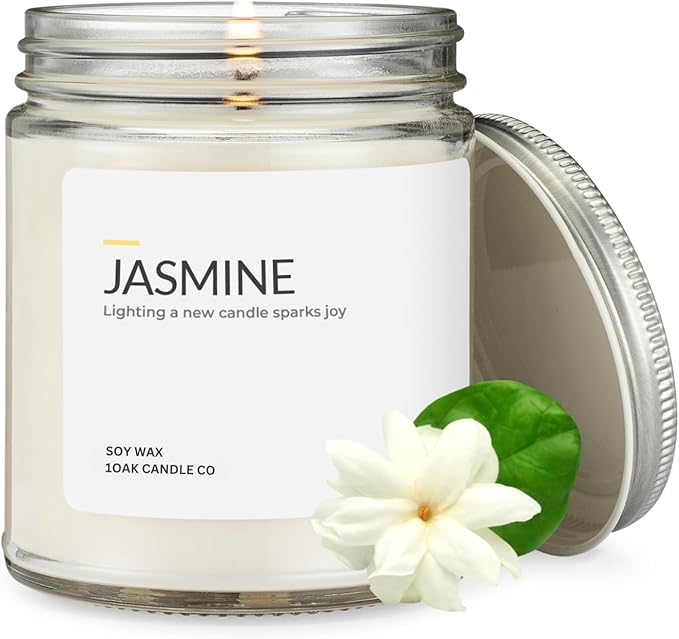 1OAK Jasmine Candle - Soy Wax Scented Candles (Jasmine) - Soy Candles for Home Scented - Long Burning Premium - Hand-Poured (7oz.)
