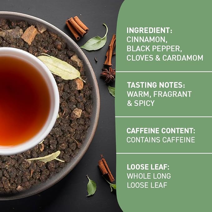 HANDPICK, Premium Chai Tea Loose Leaf (340g/12oz) | Blend Of Black Tea - Masala Chai Tea With Cinnamon, Cardamom, Cloves & Black Pepper | Resealable Ziplock Pouch