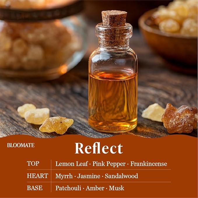 Bloomate Reflect Candle – Handcrafted 3.5 oz Soy & Coconut Wax | Frankincense, Myrrh & Sandalwood | Plant-Based & Clean-Burning