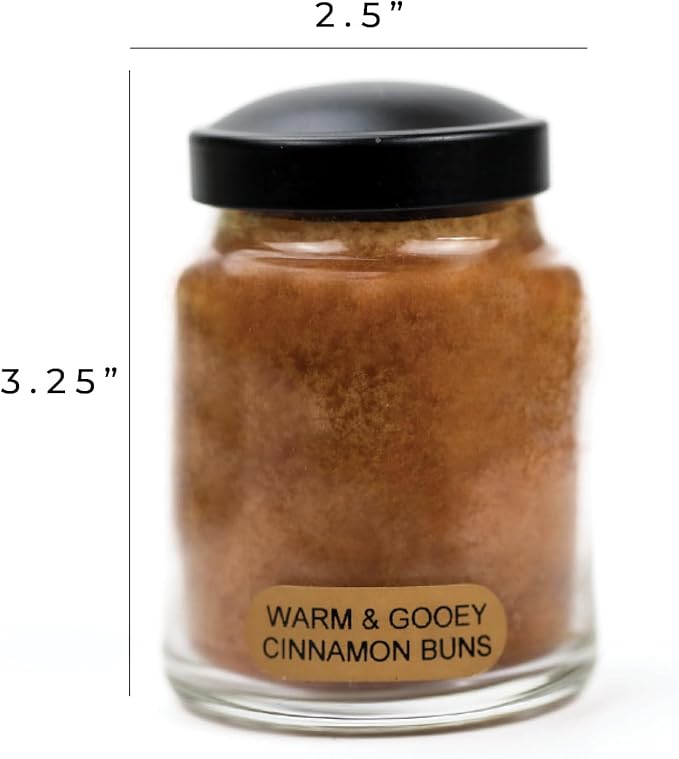 A Cheerful Giver - Warm & Gooey Cinnamon Buns Baby Scented Glass Jar Candle (6oz) with Lid & True to Life Fragrance Made in USA